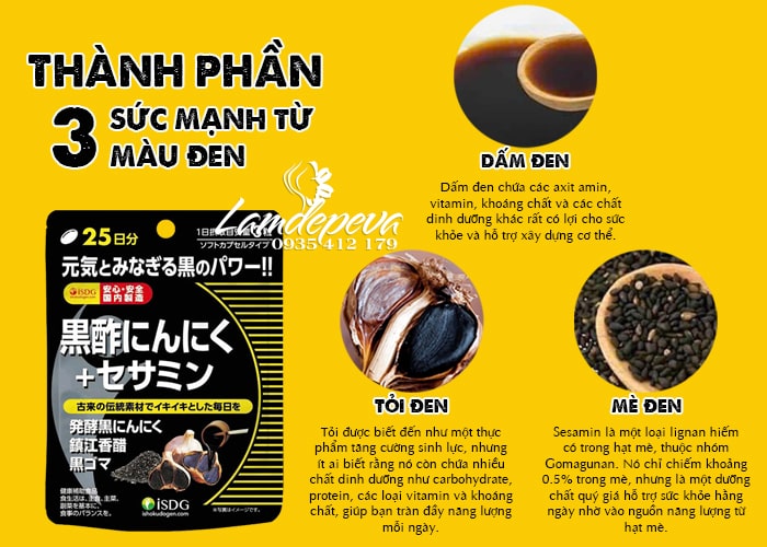 Viên giấm tỏi đen vừng Ishokudogen từ Nhật Bản 75 viên 1