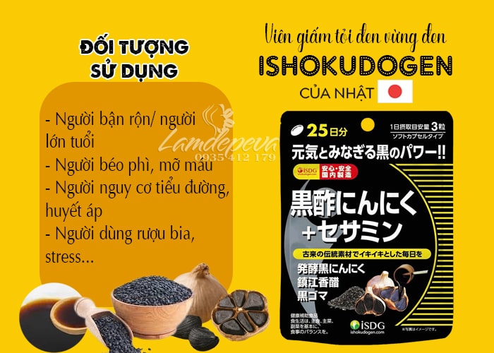 Viên giấm tỏi đen vừng Ishokudogen từ Nhật Bản 75 viên 45