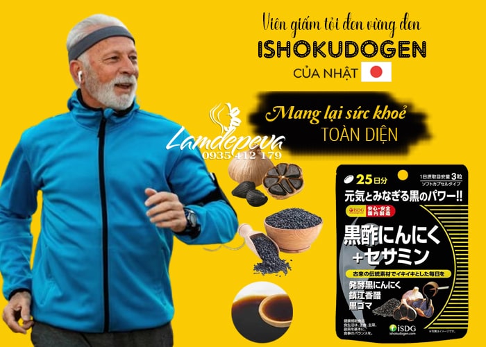 Viên giấm tỏi đen vừng Ishokudogen từ Nhật Bản 75 viên 23