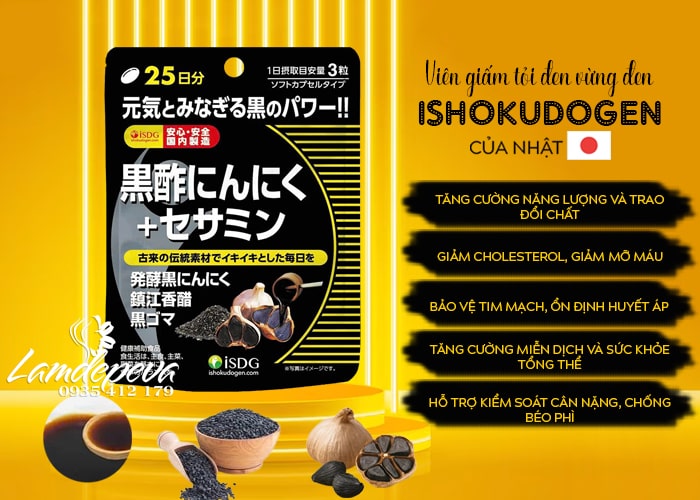 Viên giấm tỏi đen vừng Ishokudogen từ Nhật Bản 75 viên 33