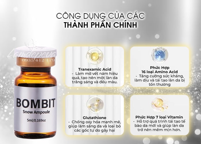 Tinh chất hỗ trợ trị nám Bombit Snow Ampoule Meso 4 lọ  6