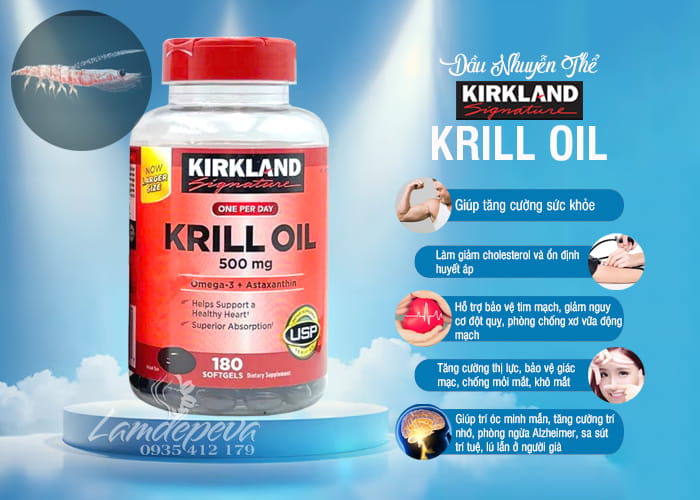 Dầu nhuyễn thể Krill Oil Kirkland 500mg 180 viên của Mỹ 44