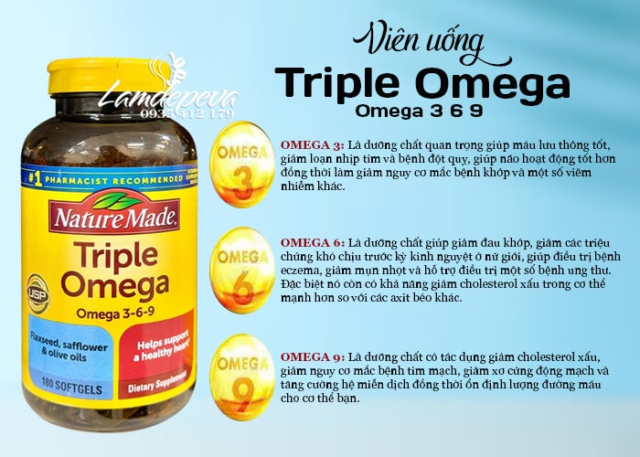 Triple Omega 3 6 9 Của Mỹ Nature Made - Hộp 180 Viên 0