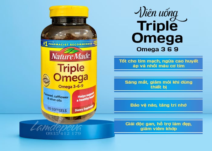 Triple Omega 3 6 9 Của Mỹ Nature Made - Hộp 180 Viên 56