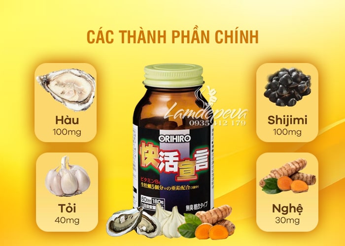 Tinh chất hàu tươi tỏi nghệ Orihiro 180 viên Nhật mẫu mới 58