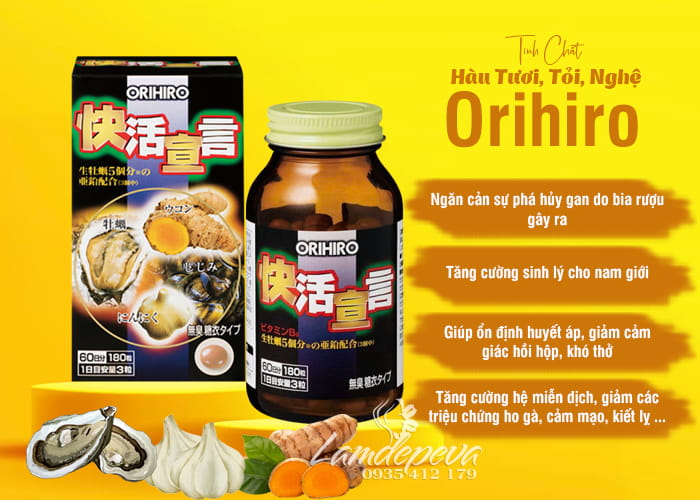 Tinh chất hàu tươi tỏi nghệ Orihiro 180 viên Nhật mẫu mới 34