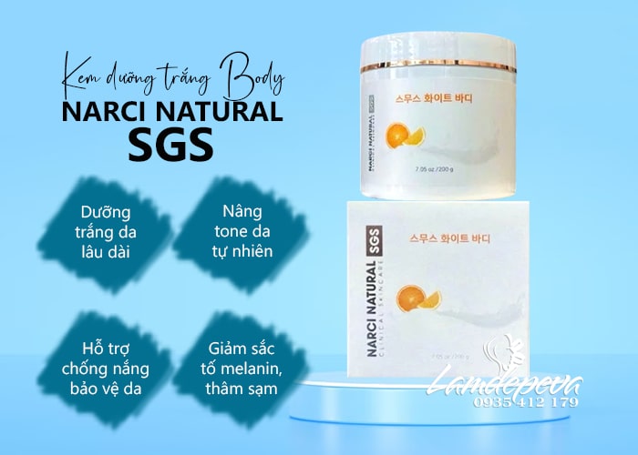 Kem body trắng da Narci Natural của Hàn Quốc hũ 200g 56