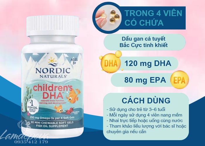 Viên nhai Children's DHA Nordic Naturals cho bé 90 viên 9