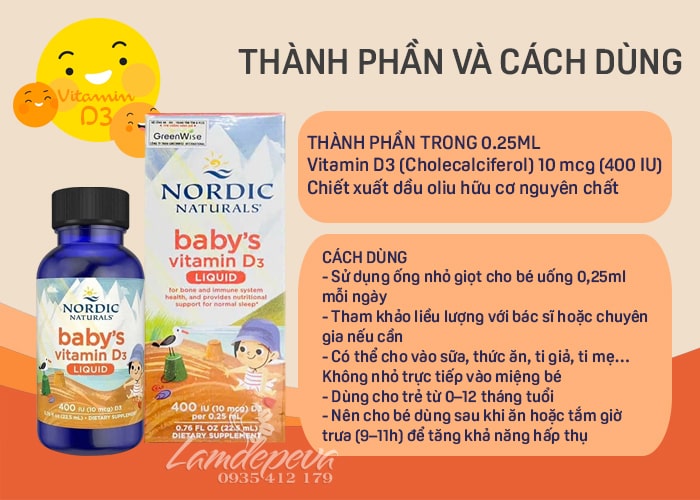 Vitamin D3 cho bé sơ sinh Baby's Vitamin D3 Liquid Nordic ử Vitamin D3 cho bé sơ sinh Baby's Vitamin D3 Liquid Nordic ử
