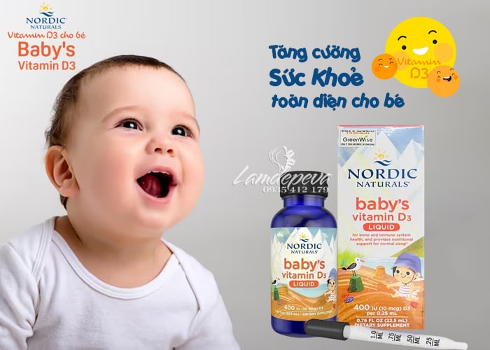 Vitamin D3 cho bé sơ sinh Baby's Vitamin D3 Liquid Nordic 12 Vitamin D3 cho bé sơ sinh Baby's Vitamin D3 Liquid Nordic 12