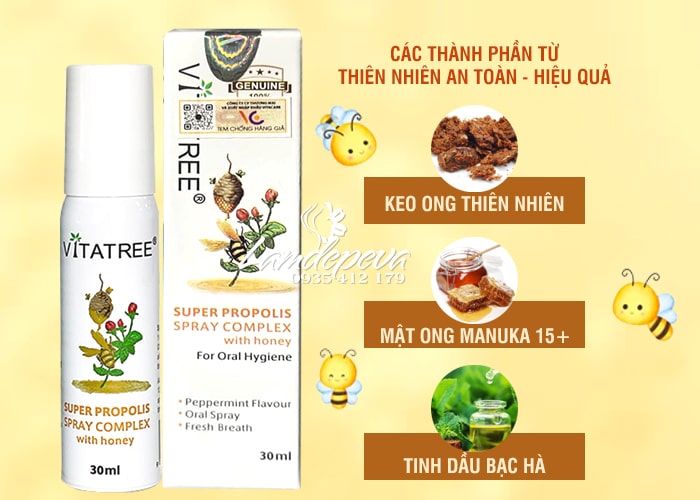 Xịt keo ong Vitatree Super Propolis 30ml mẫu mới của Úc  88