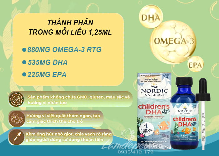 Dầu cá Childrens DHA Xtra Nordic Naturals 60ml của Mỹ 34