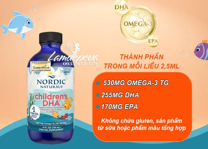 Dầu cá cho bé Nordic Children's DHA 530mg Omega 3 7