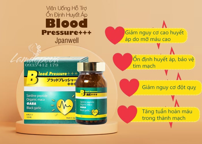 Viên uống hỗ trợ huyết áp Blood Pressure+++ Jpanwell 60 viên 34 Viên uống hỗ trợ huyết áp Blood Pressure+++ Jpanwell 60 viên 34