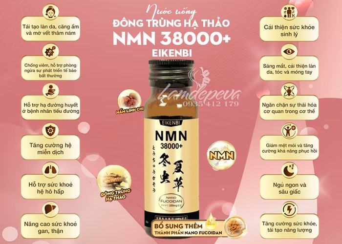 Nước uống NMN đông trùng hạ thảo 38000+ Eikenbi 10 chai 48 Nước uống NMN đông trùng hạ thảo 38000+ Eikenbi 10 chai 48
