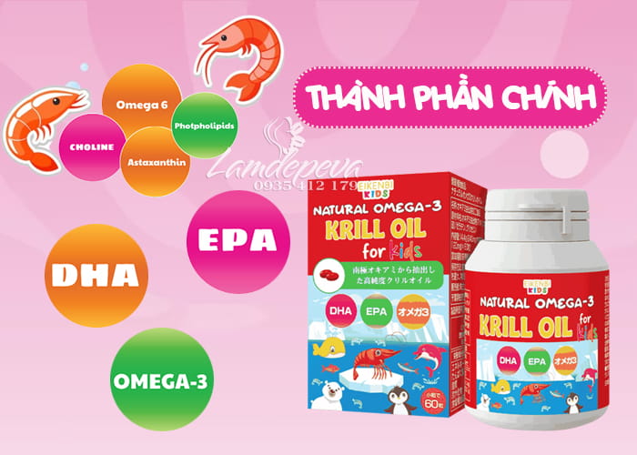 Dầu nhuyễn thể Natural Omega 3 Krill Oil Eikenbi Kids 12 Dầu nhuyễn thể Natural Omega 3 Krill Oil Eikenbi Kids 12