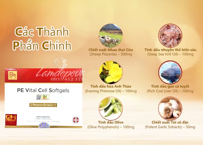 Viên uống tế bào gốc PE Vital Cell Softgels Premium Extract 8