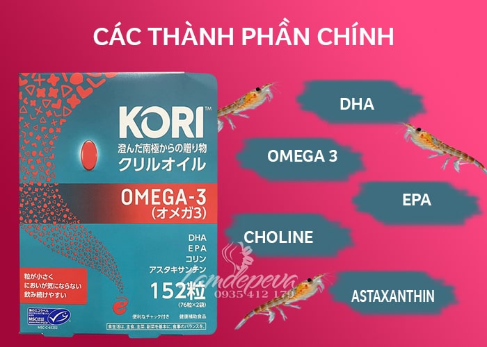 Dầu nhuyễn thể Kori Krill Oil Omega 3 hộp 152 viên Nhật Bản 56 Dầu nhuyễn thể Kori Krill Oil Omega 3 hộp 152 viên Nhật Bản 56