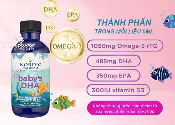 DHA cho bé Baby’s DHA Nordic Naturals With Vitamin D3 60ml 44