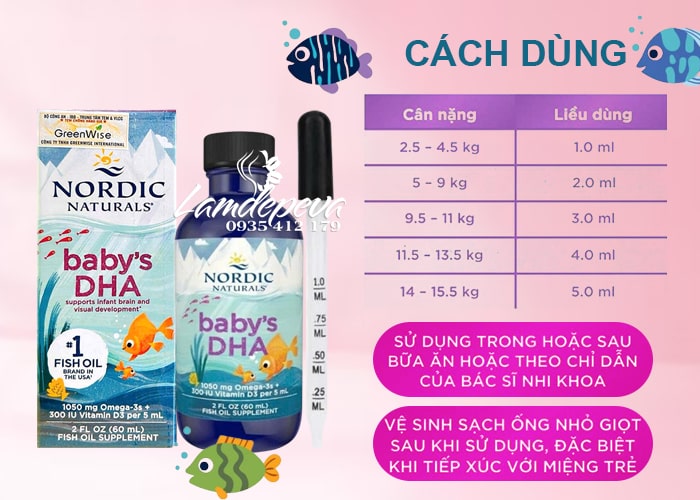 DHA cho bé Baby’s DHA Nordic Naturals With Vitamin D3 60ml 4