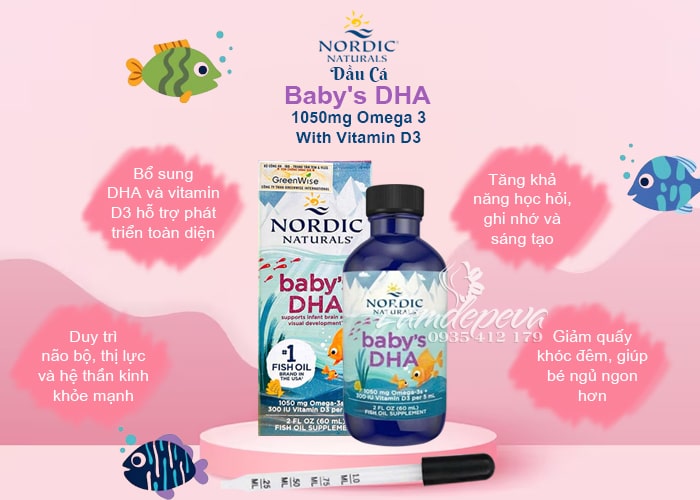 DHA cho bé Baby’s DHA Nordic Naturals With Vitamin D3 60ml 5