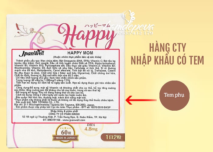 Vitamin tổng hợp Happy Mom Jpanwell chính hãng